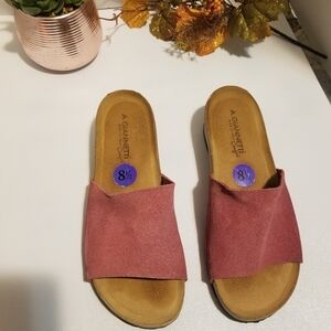 Pink Suede Mules with Open Back and Minimalist Design